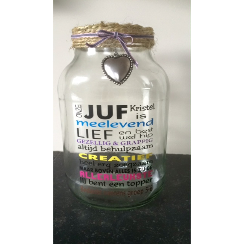 Bedankt luxe glaspot liefste juf